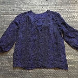 Joie 100% Silk Cheetah Print Top Cobalt Blue M/L